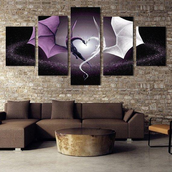 Two Dragons – Abstract Animal Canvas Wall Art