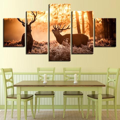 Two Elk In The Forest – Animal Canvas Wall Art