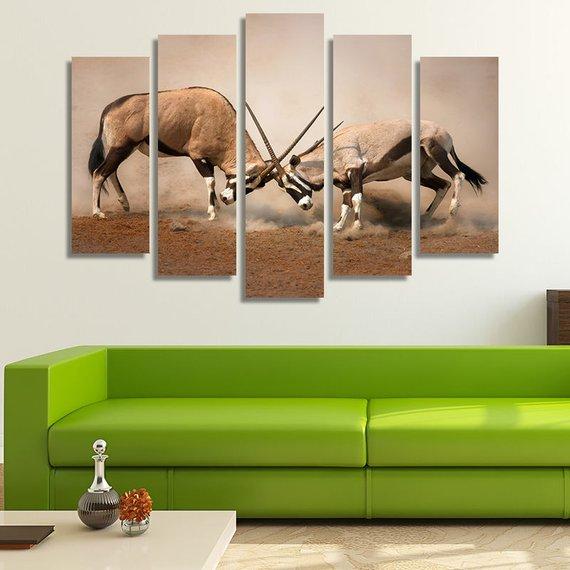Two Gemsbok Antelopes – Animal Canvas Wall Art