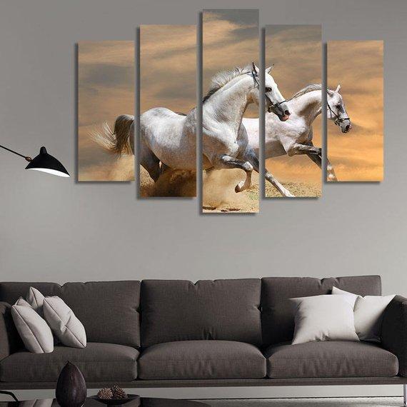 Two Horses Running – Animal Canvas Wall Art