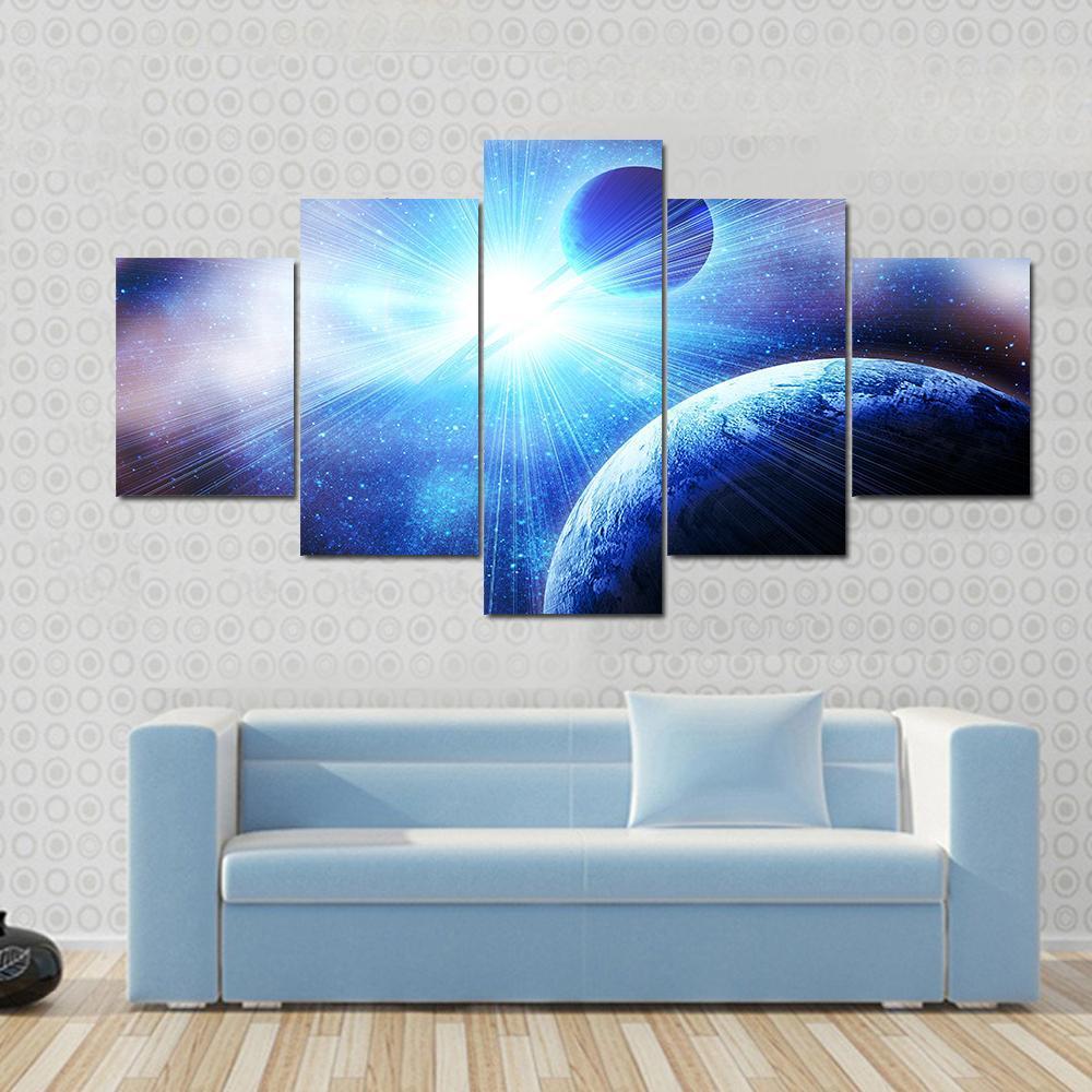 Two Planets With Bright Stars – Space Canvas Wall Art
