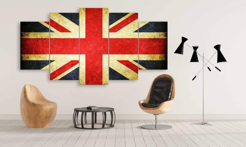 Uk United Kingdom Retro Scratched Flag – Abstract Canvas Wall Art