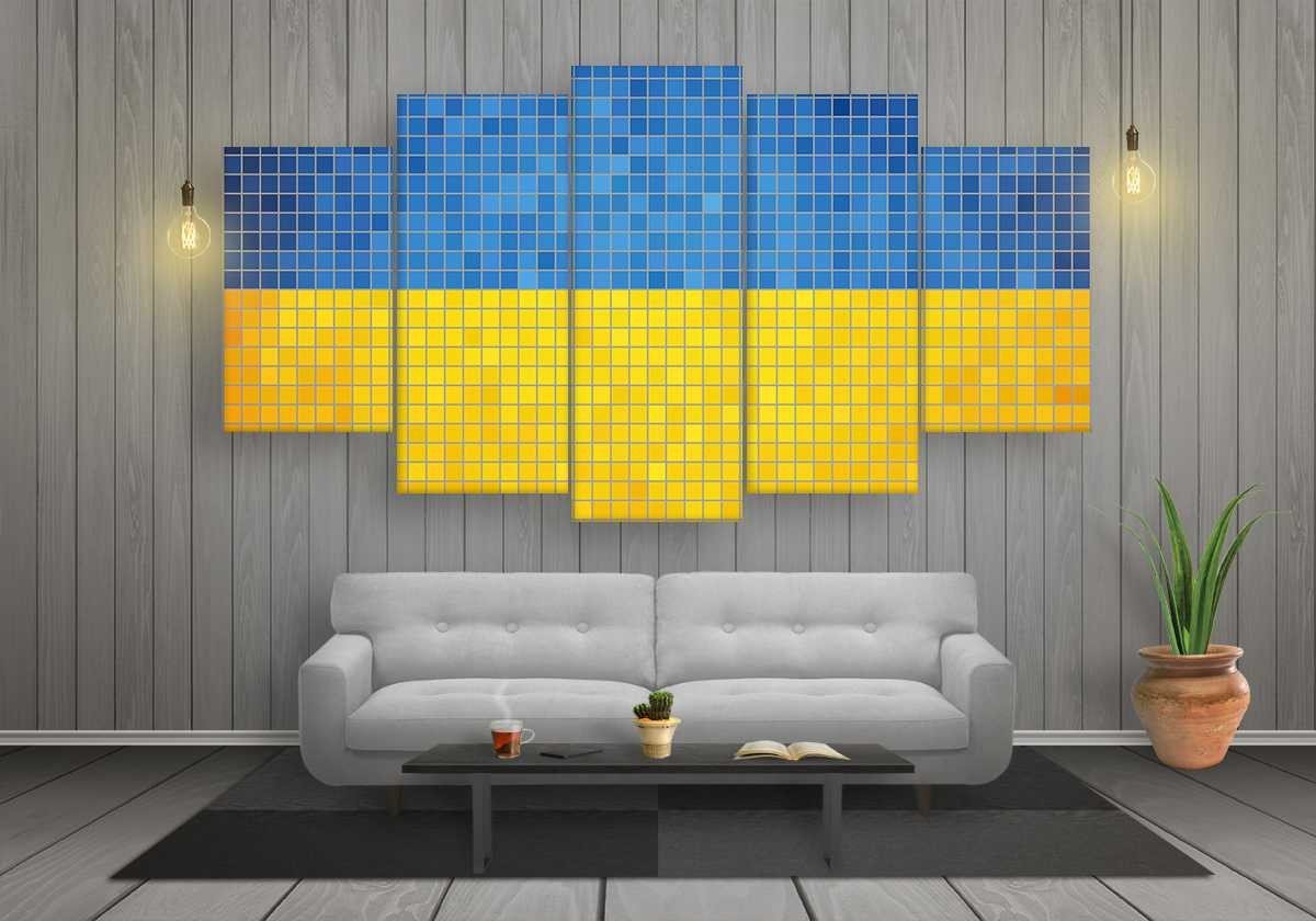 Ukraine Mosaics Flag – Sport Canvas Wall Art