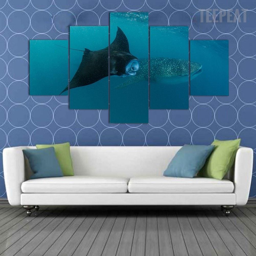 Underwater Best Buds – Anime Canvas Wall Art