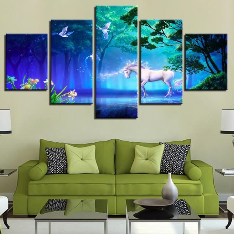 Unicorn Bedside Background – Animal Canvas Wall Art
