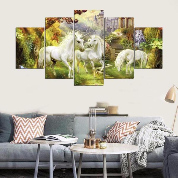 Unicorn Family – Abstract Animal Canvas Wall Art