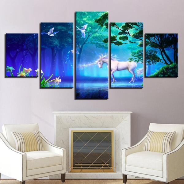 Unicorn In Wonderland – Abstract Animal Canvas Wall Art