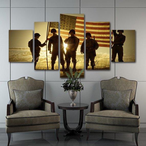 United States Army, American Flag, Military Split – Army Canvas Wall Art