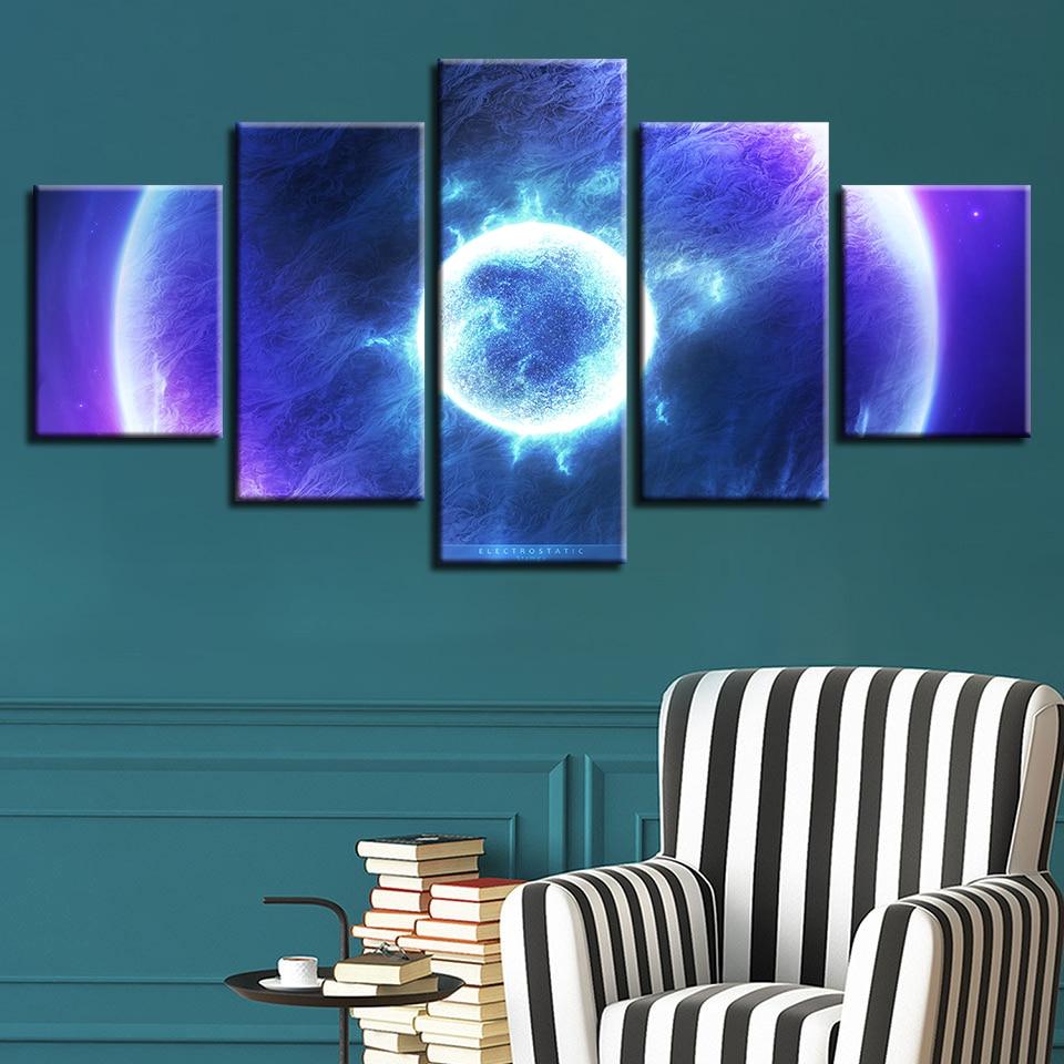 Universe Blue Planets – Space Canvas Wall Art