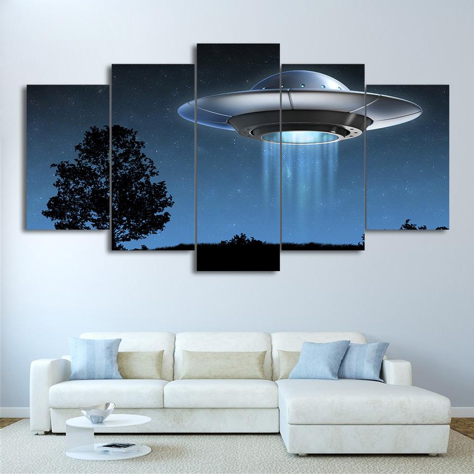 Universe Flying Ufo – Abstract Canvas Wall Art