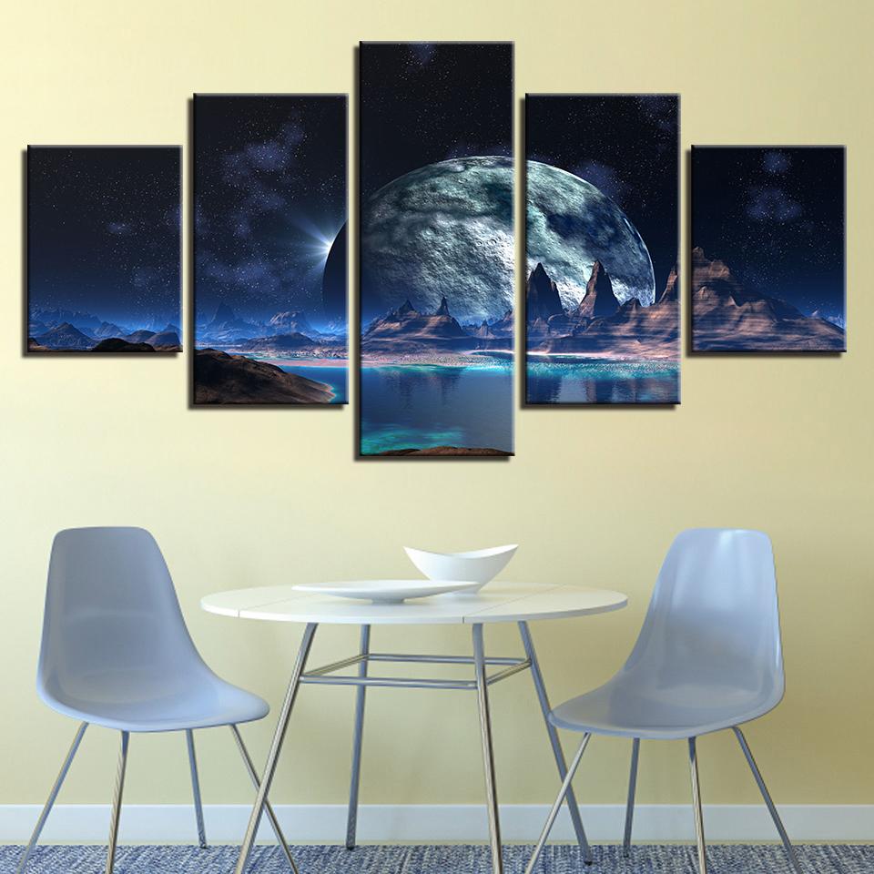 Universe Planet Mountains 01 – Space Canvas Wall Art