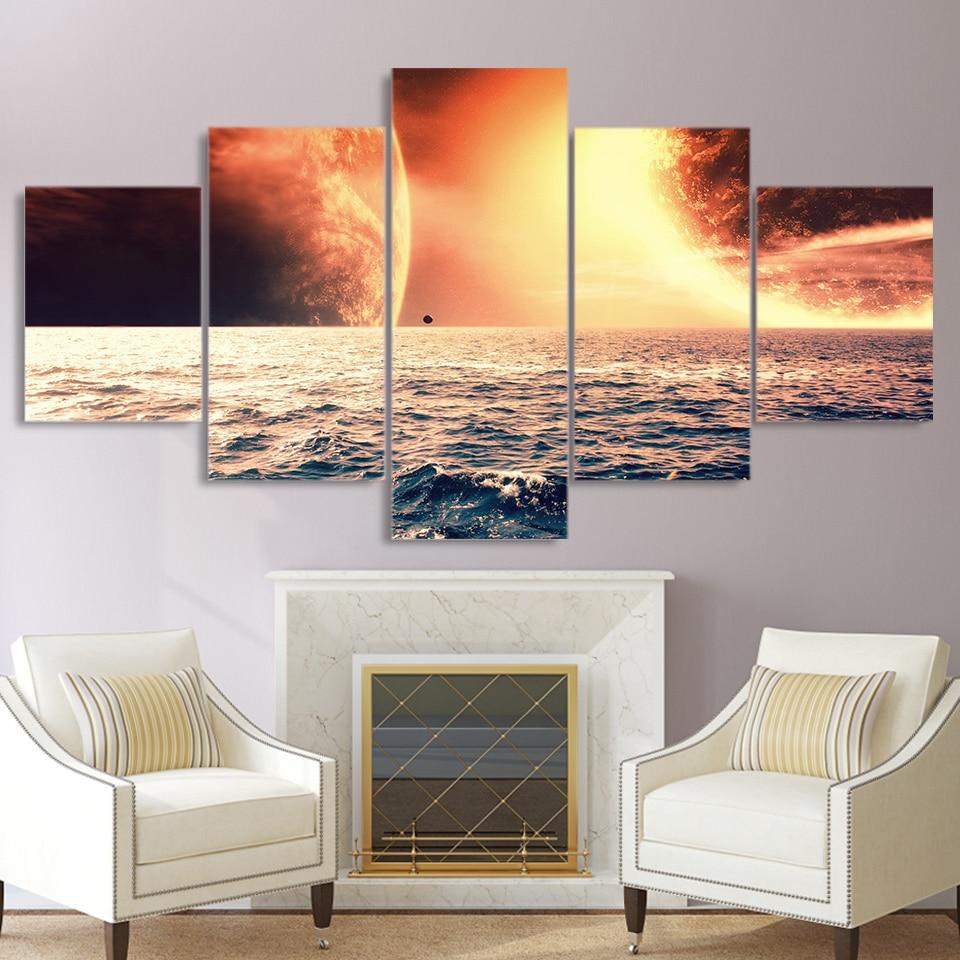 Universe Planets Stars And Sea – Space Canvas Wall Art