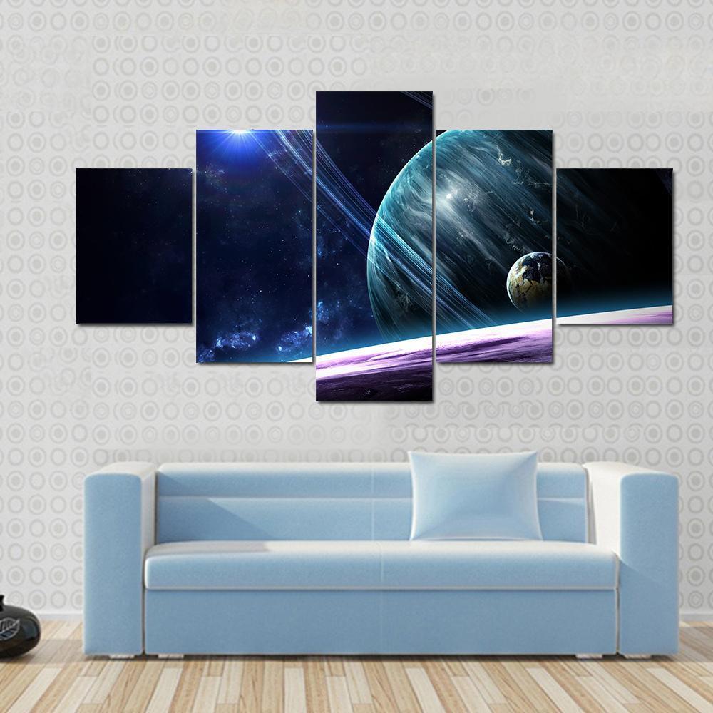 Universe Scene With Planets, Stars And Galaxies In Outer – Space Canvas Wall Art