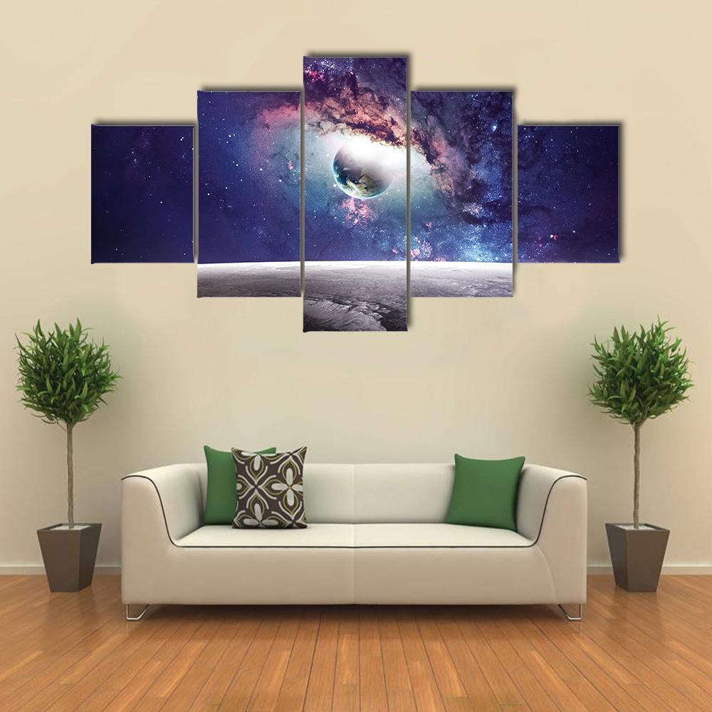 Universe Scene With Planets Stars And Galaxies – Space Canvas Wall Art