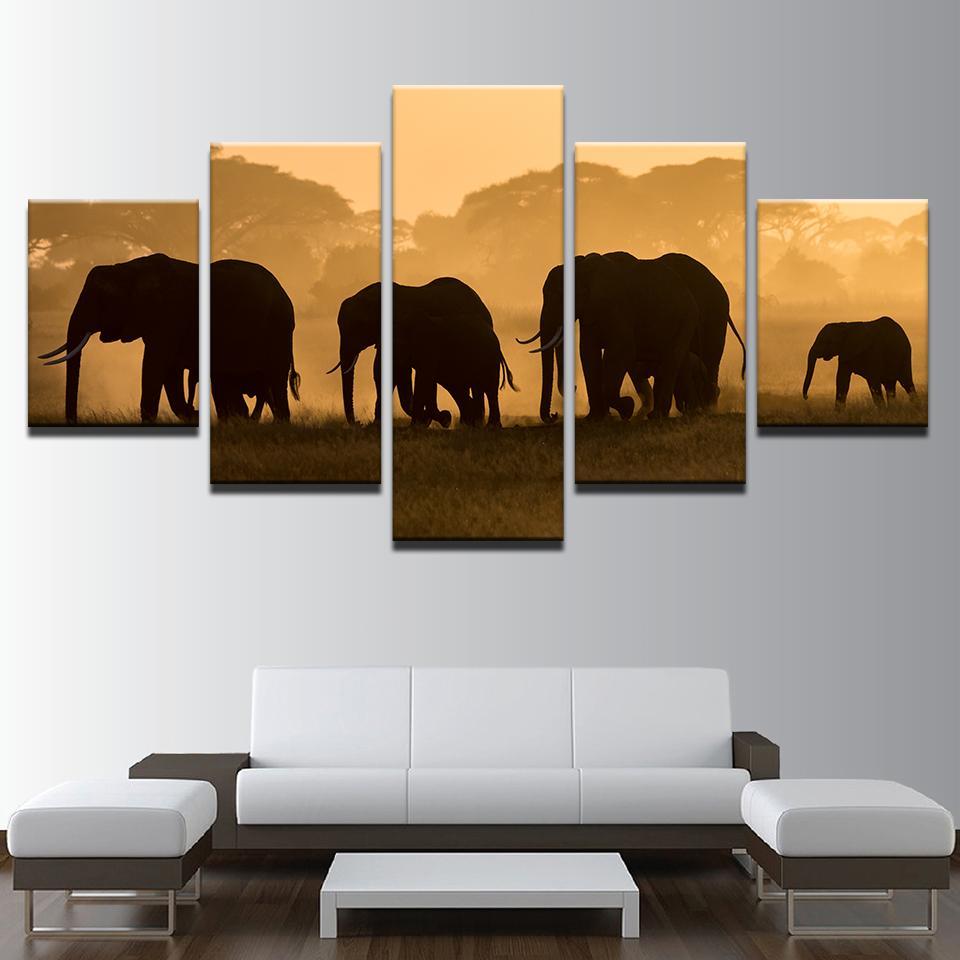 Unset Steppe Elephant – Animal Canvas Wall Art