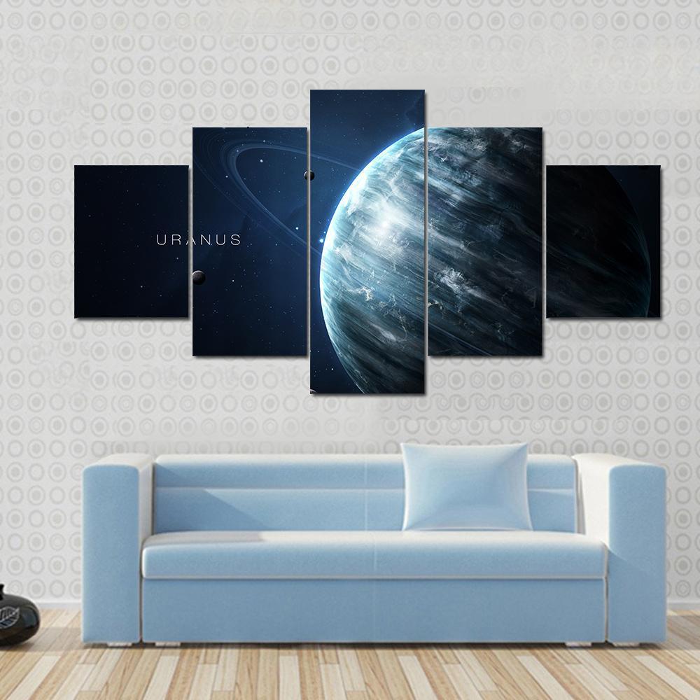 Uranus With Its Rings And Moons – Space Canvas Wall Art
