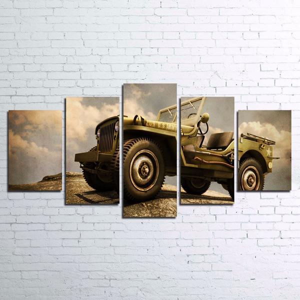 Us Army 209 Military Classic Jeep Car – Automative Canvas Wall Art
