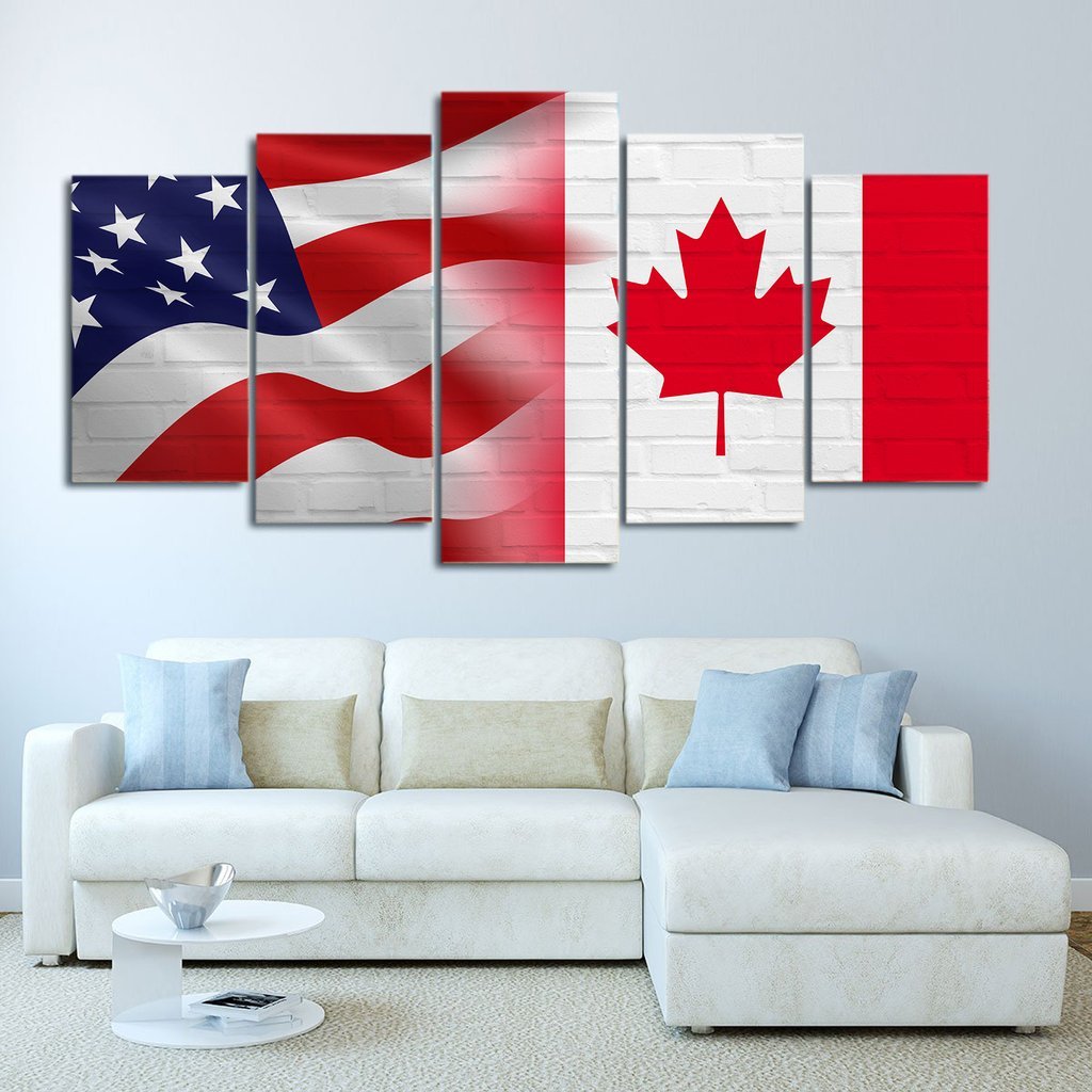 Usa Canada Flag – Abstract Canvas Wall Art