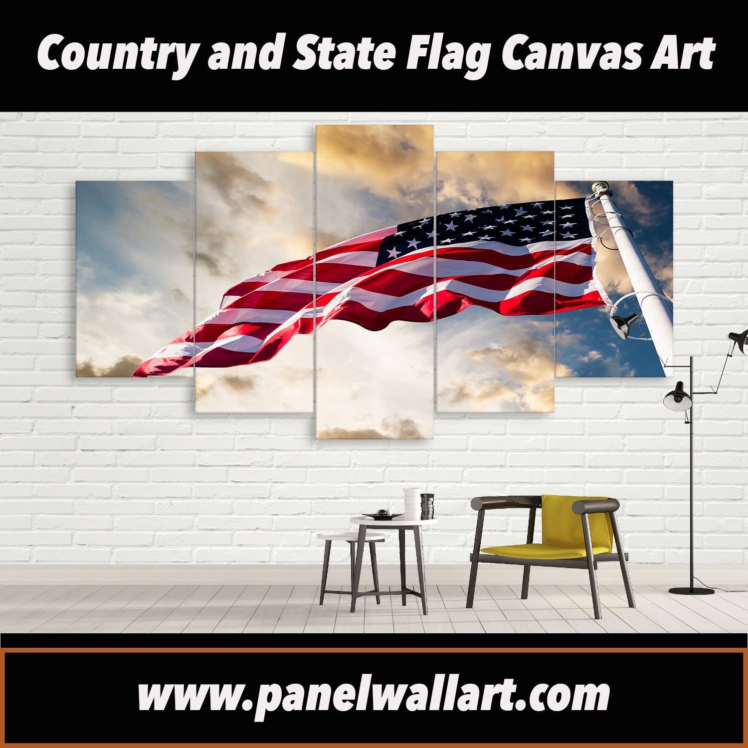 Usa Country Flag In The Sky – Abstract Canvas Wall Art