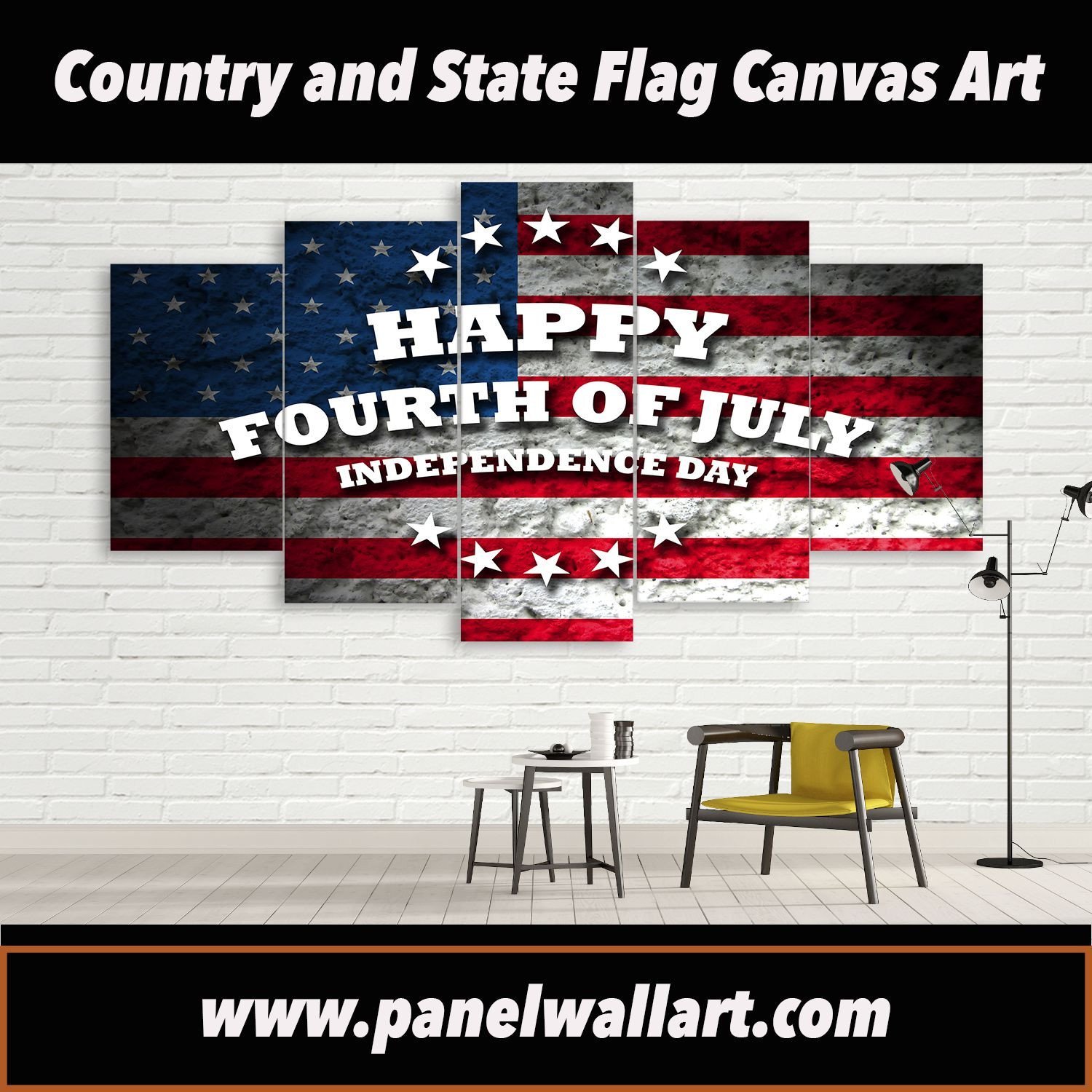 Usa Flag Of Independence Day – Abstract Canvas Wall Art