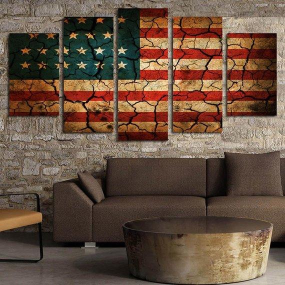 Usa Flag Vintage American Flag 1 – Abstract Canvas Wall Art