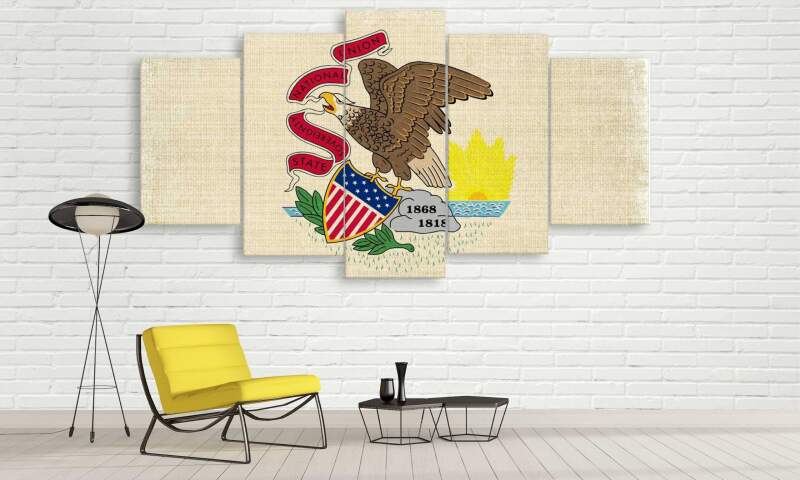 Usa Illinois State Flag Art – Sport Canvas Wall Art