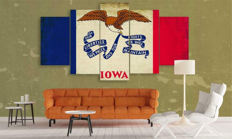 Usa Iowa State Flag Art -Abstract Canvas Wall Art