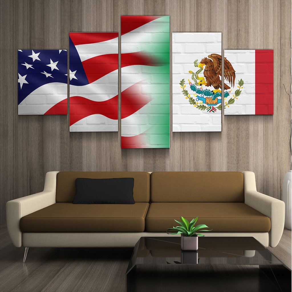 Usa Mexico Flag – Abstract Canvas Wall Art