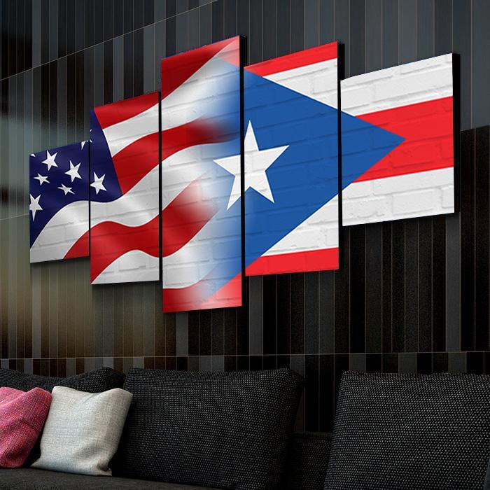 Usa Puerto Rico Flag – Abstract Canvas Wall Art