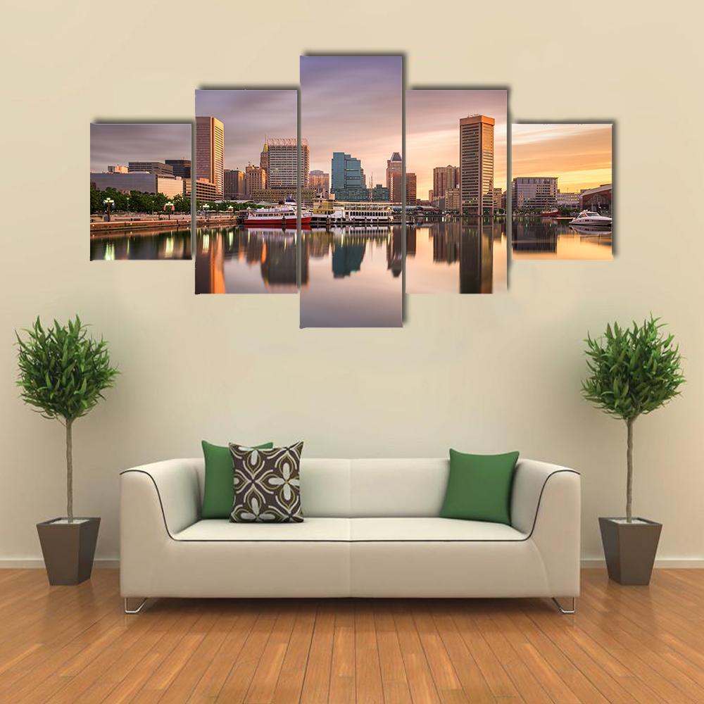 Usa Skyline At The Inner Harbor – Nature Canvas Wall Art