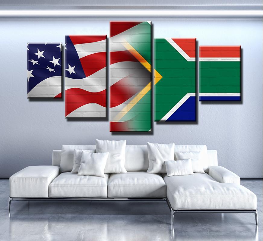 Usa South Africa Flag Abstract Canvas Wall Art