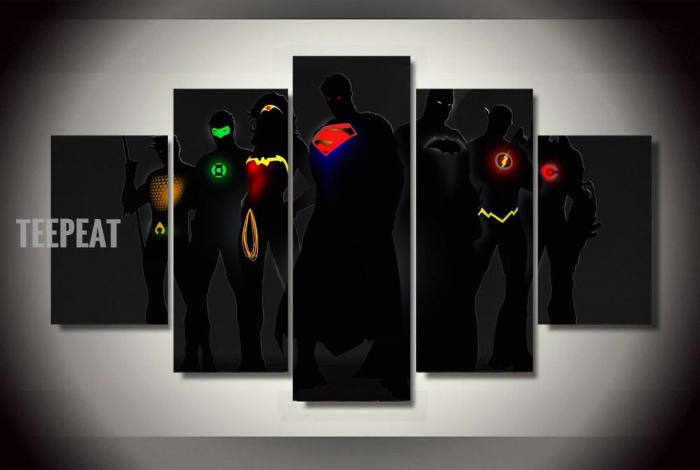 Ustice League Silhouette – Dc Canvas Wall Art