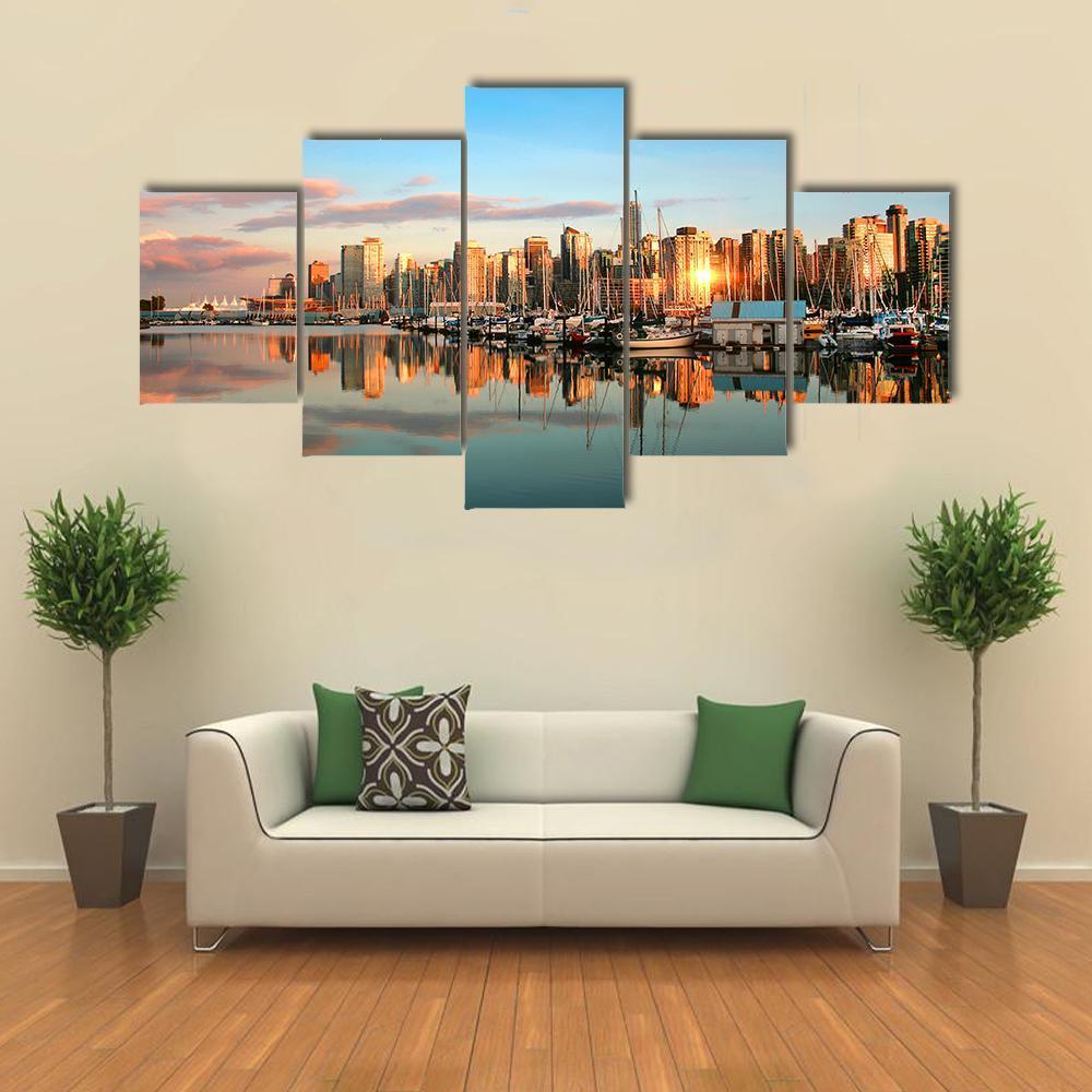 Vancouver Skyline Panorama At Sunset – Nature Canvas Wall Art