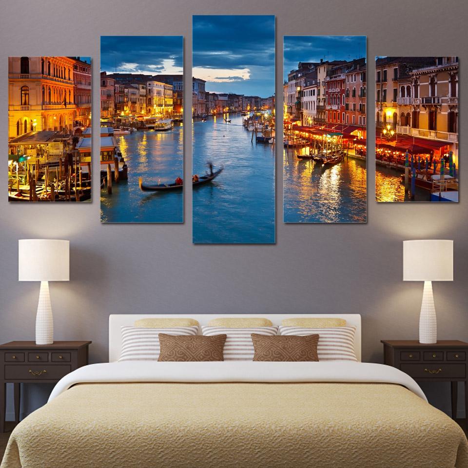 Venice Water City Boat Light – Nature Canvas Wall Art