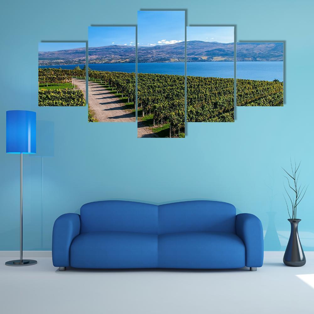 View From Mission Hill Winery Of Lake Okanagan – Nature Canvas Wall Art