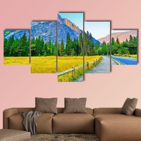 View From Yosemite Valley At Dawn In Autumn – Nature Canvas Wall Art