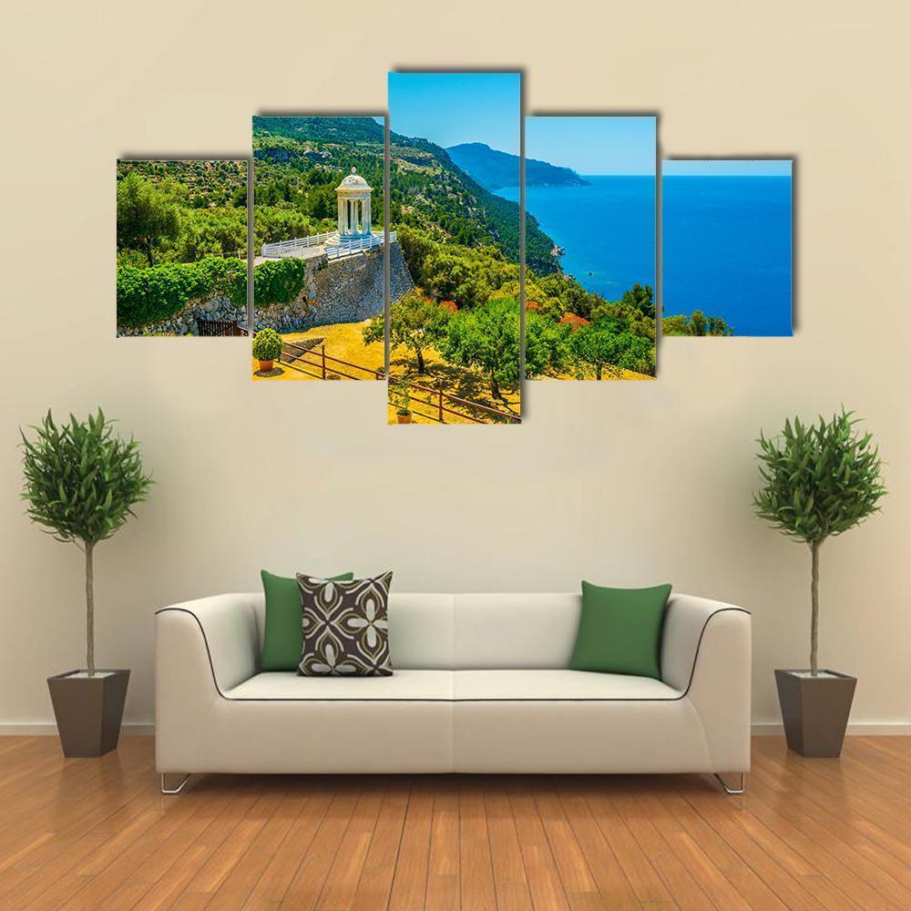 View Of A White Temple Situated At Son Marroig – Nature Canvas Wall Art