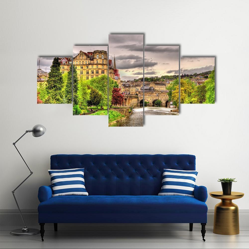 View Of Bath Town Over The River Avon – Nature Canvas Wall Art