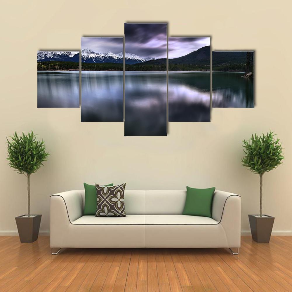 View Of Forest And Mountain With Lake – Nature Canvas Wall Art
