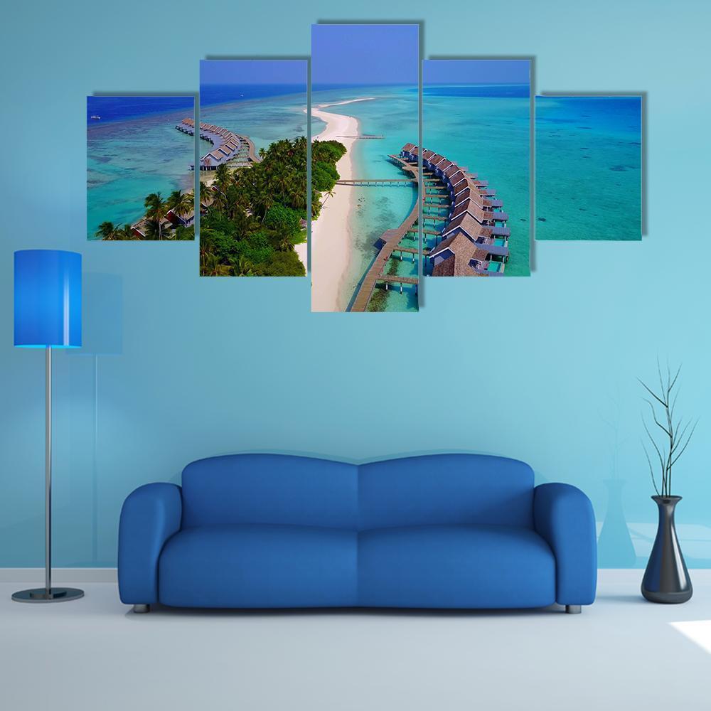 View Of Maldives White Sandy Beach – Nature Canvas Wall Art
