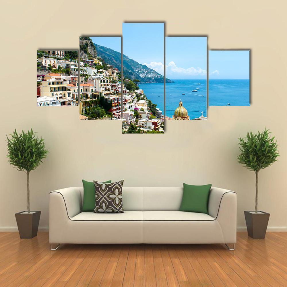 View Of Positano Town On The Amalfi Coast – Nature Canvas Wall Art