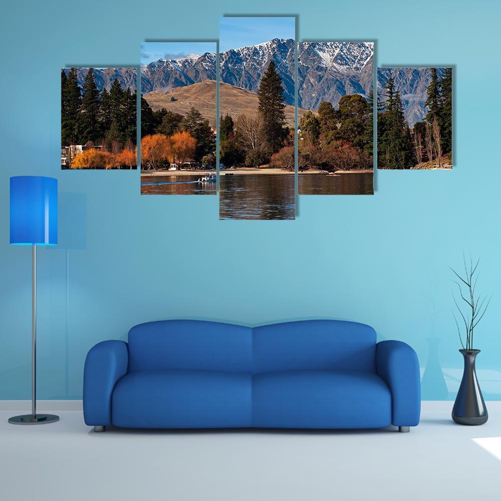 View Of Queenstown And Mt Remarkables With Lake Wakatipu – Nature Canvas Wall Art