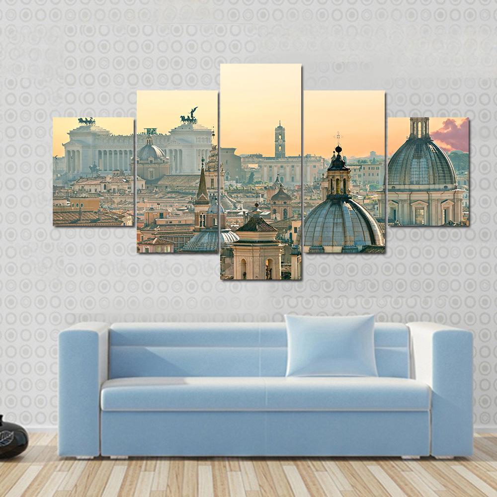 View Of Rome From Castel Sant’Angelo, Italy – Nature Canvas Wall Art