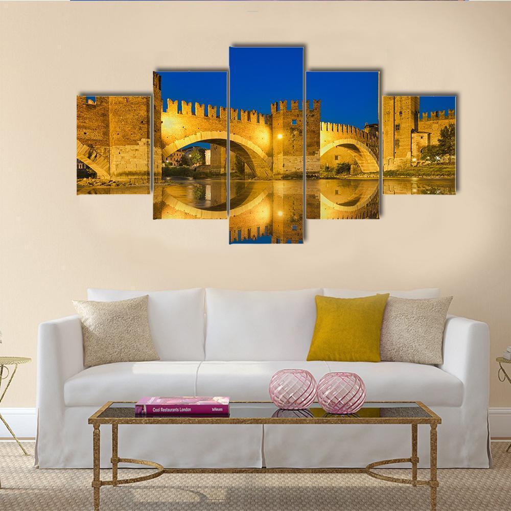 View Of The Castel Vecchio Bridge – Nature Canvas Wall Art