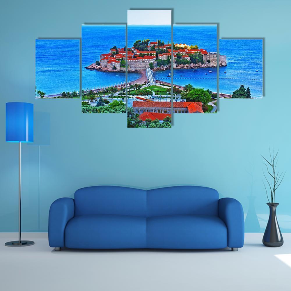 View Of The Island Of St. Stephen In Montenegro – Nature Canvas Wall Art