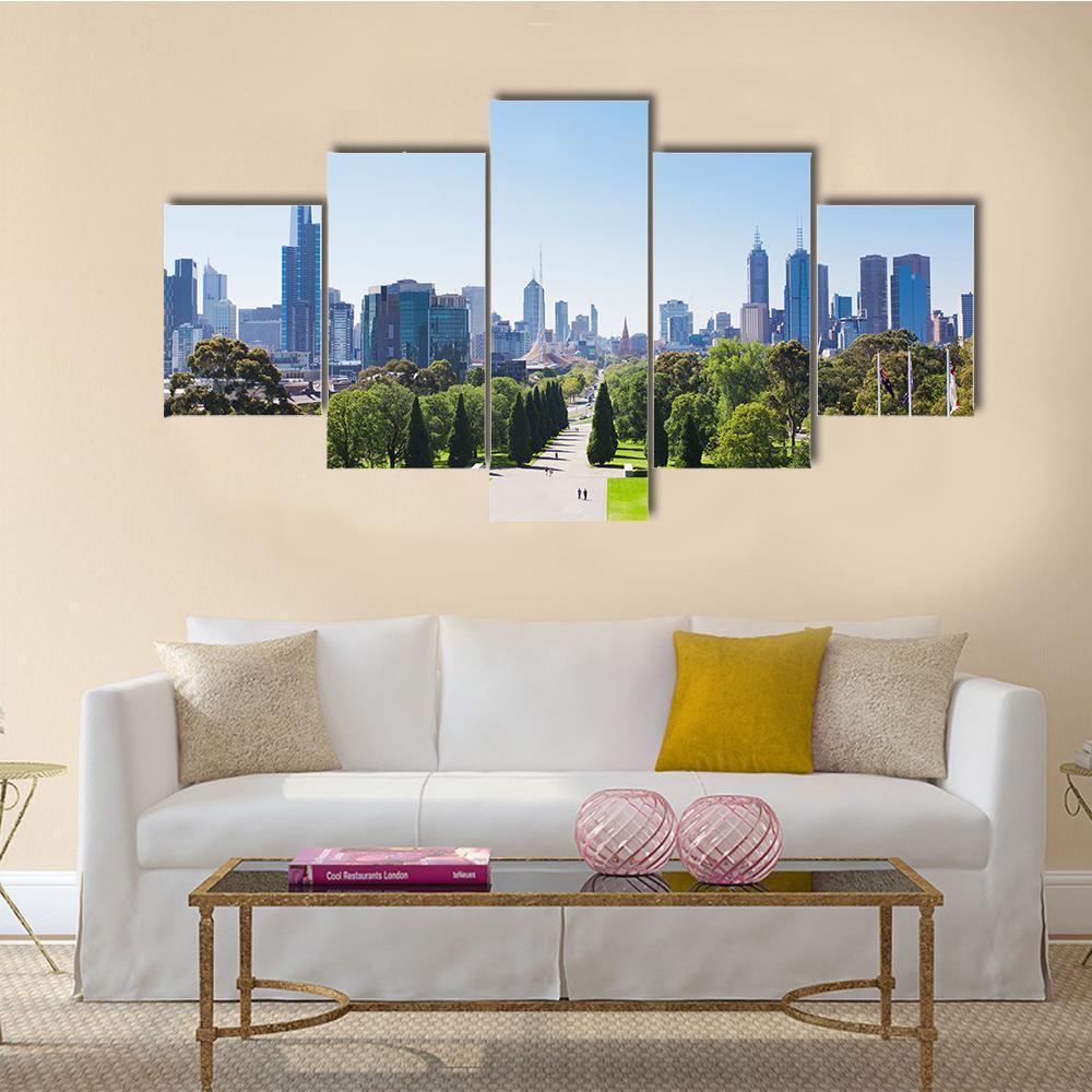 View Of The Skyline In Melbourne – Nature Canvas Wall Art