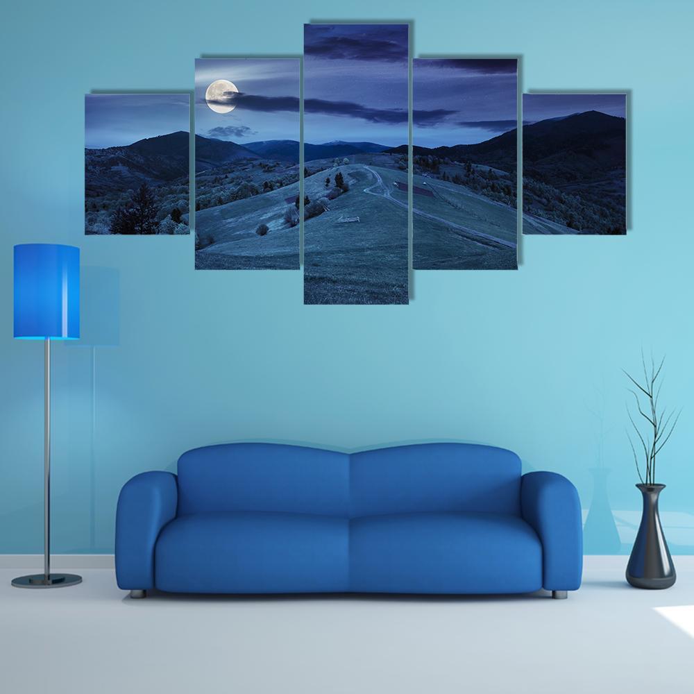 Village Near Forest In Mountains – Nature Canvas Wall Art