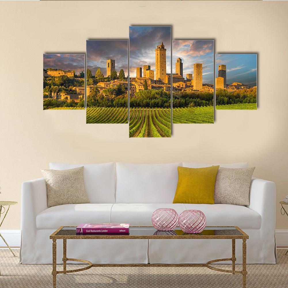 Vineyards Of San Gimignano In Tuscany – Nature Canvas Wall Art