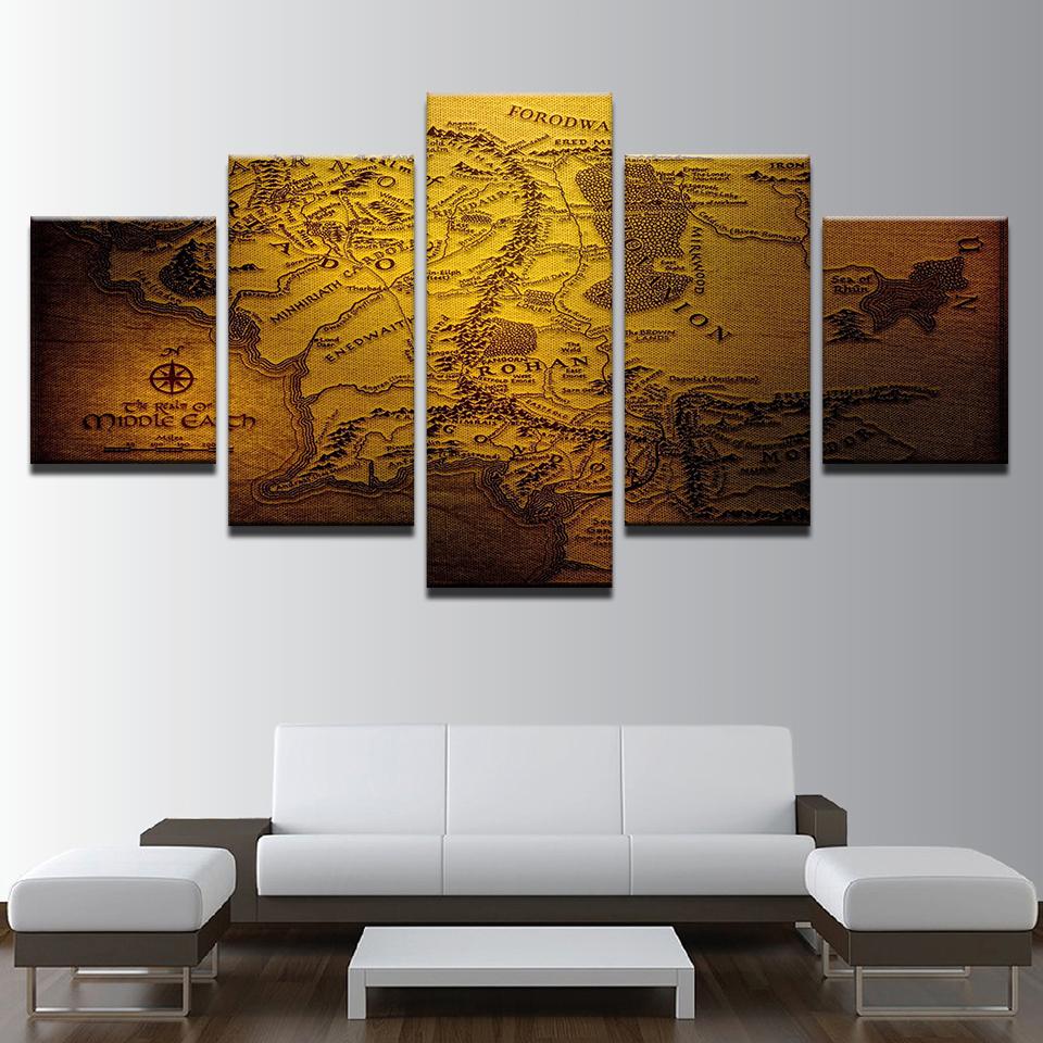 Vintage Abstract Middle Earth Map – Abstract Canvas Wall Art