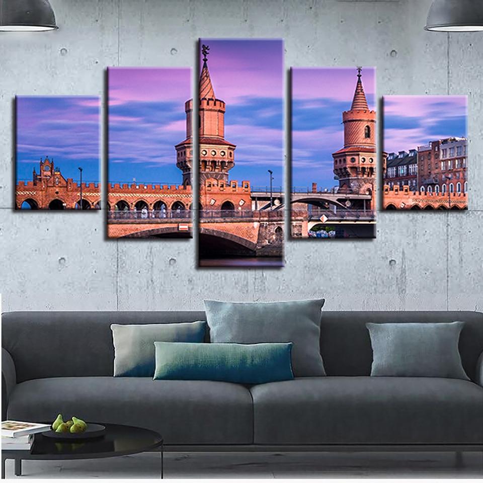 Vintage Buildings And Bridge Towers – Nature Canvas Wall Art